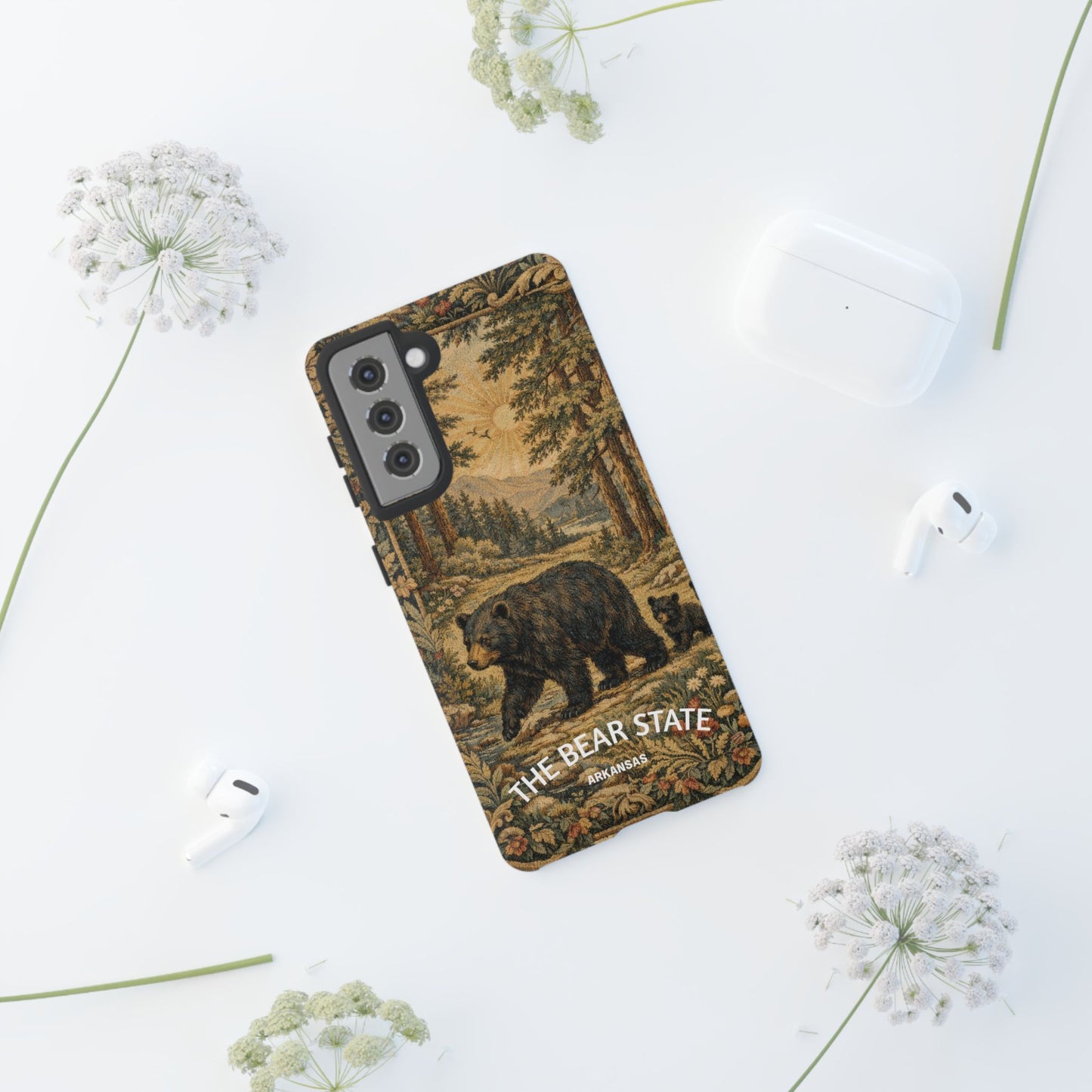 The Bear State Arkansas Vintage Forest Tough Phone Case for Samsung Galaxy Phones