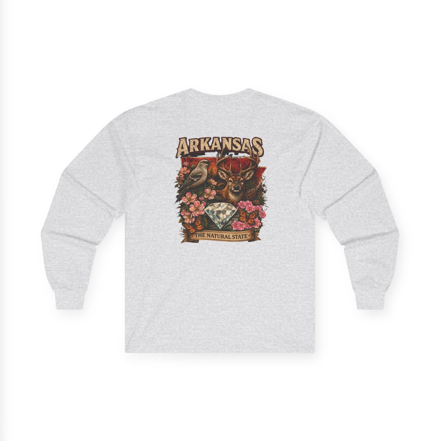 Arkansas Natural State Long Sleeve Tee — Vintage Bear & Mockingbird Graphic