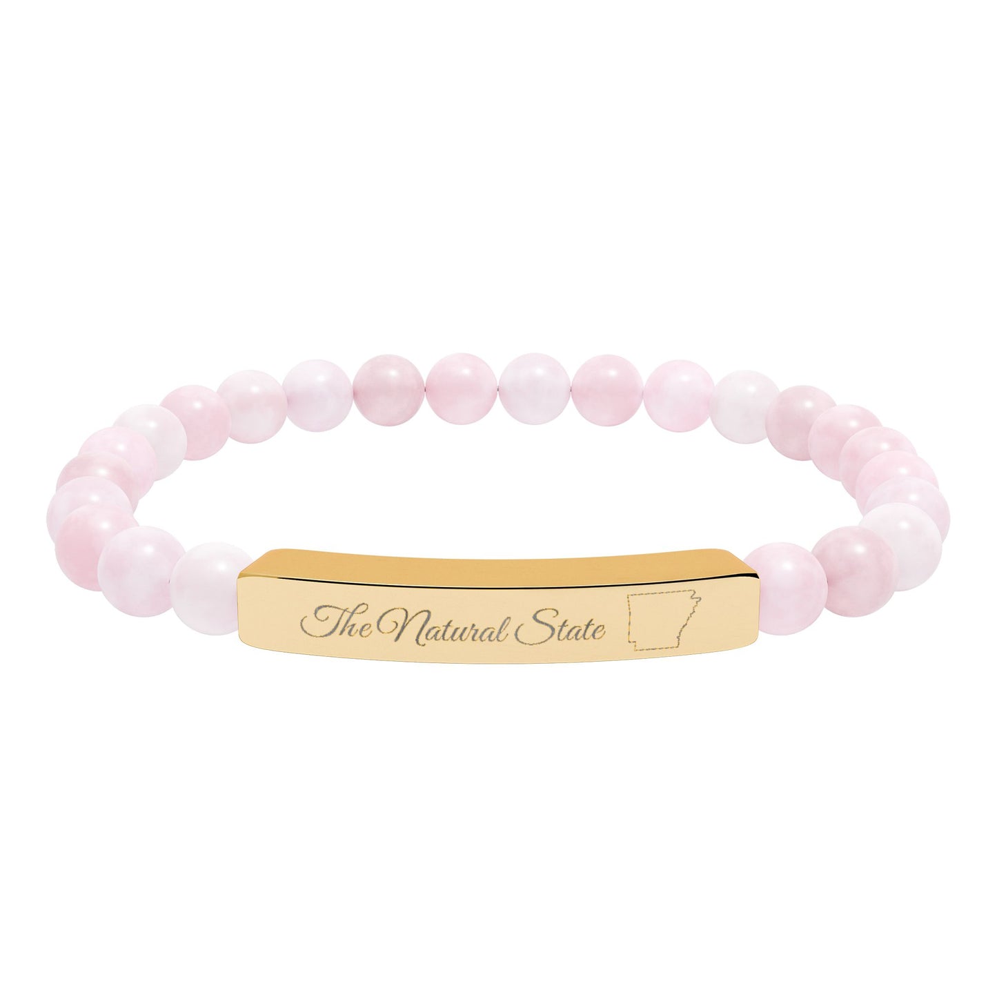Engraved Natural Stone Bead Bar Bracelet