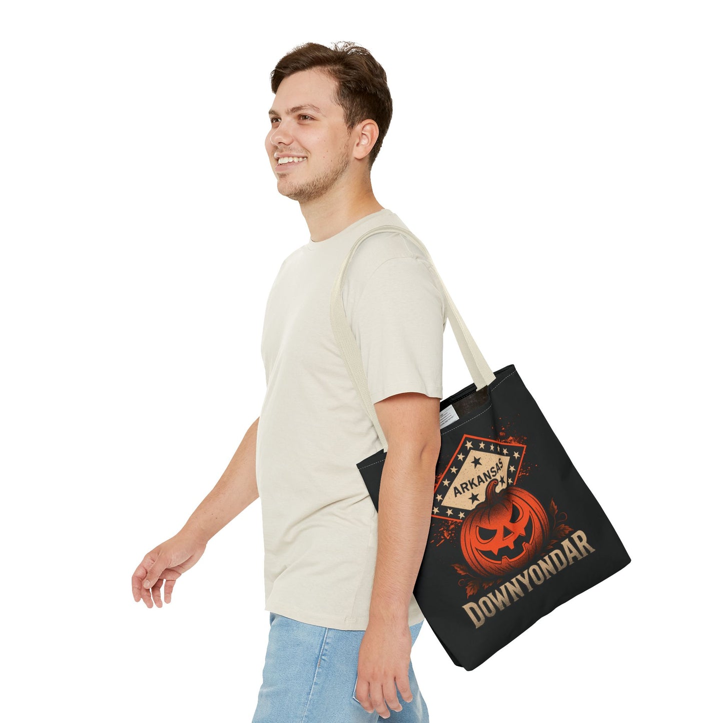 DownYondAR Arkansas Pumpkin Tote Bag, Halloween Pumpkin Tote Bag, Spooky Tote, Fall Style, Trick or Treat Bag, Arkansas Theme, Autumn Festival