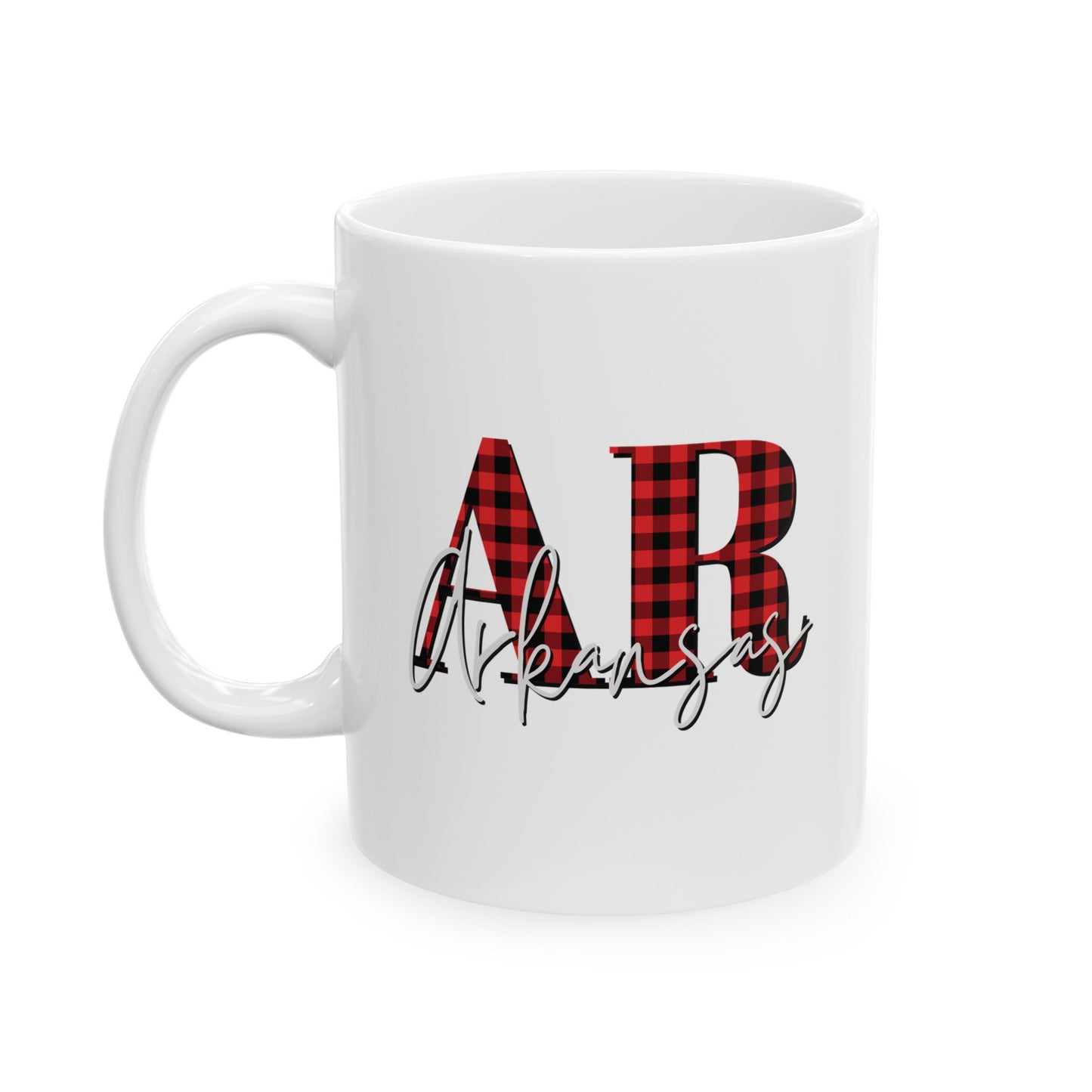 Buffalo Plaid Arkansas Christmas Mug