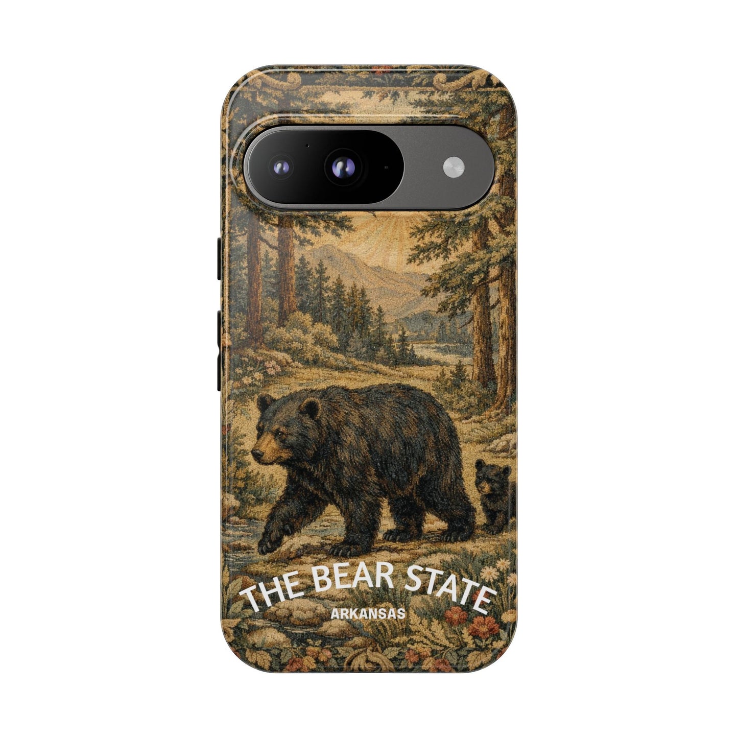 The Bear State Arkansas Vintage Forest Tough Phone Case for Google Pixel Phones