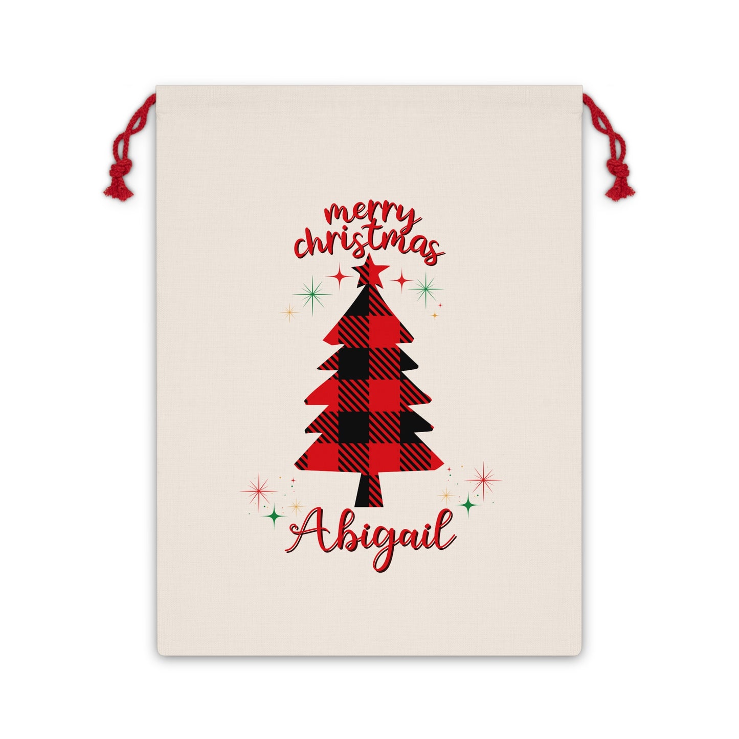 Customizable Plaid Gift Bag for Holidays and Celebrations