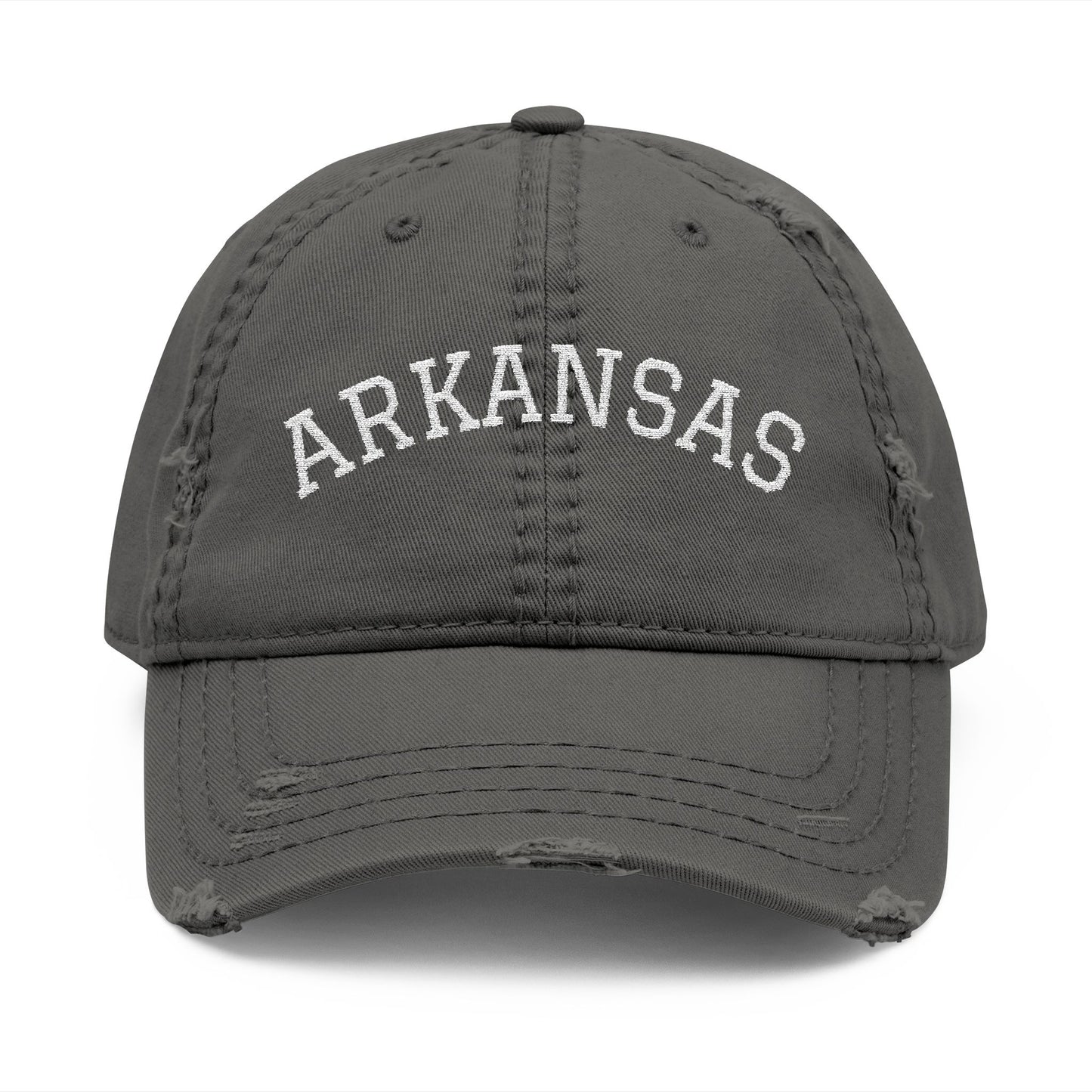 Distressed Arkansas Embroidered Dad Hat — Vintage State Baseball Cap