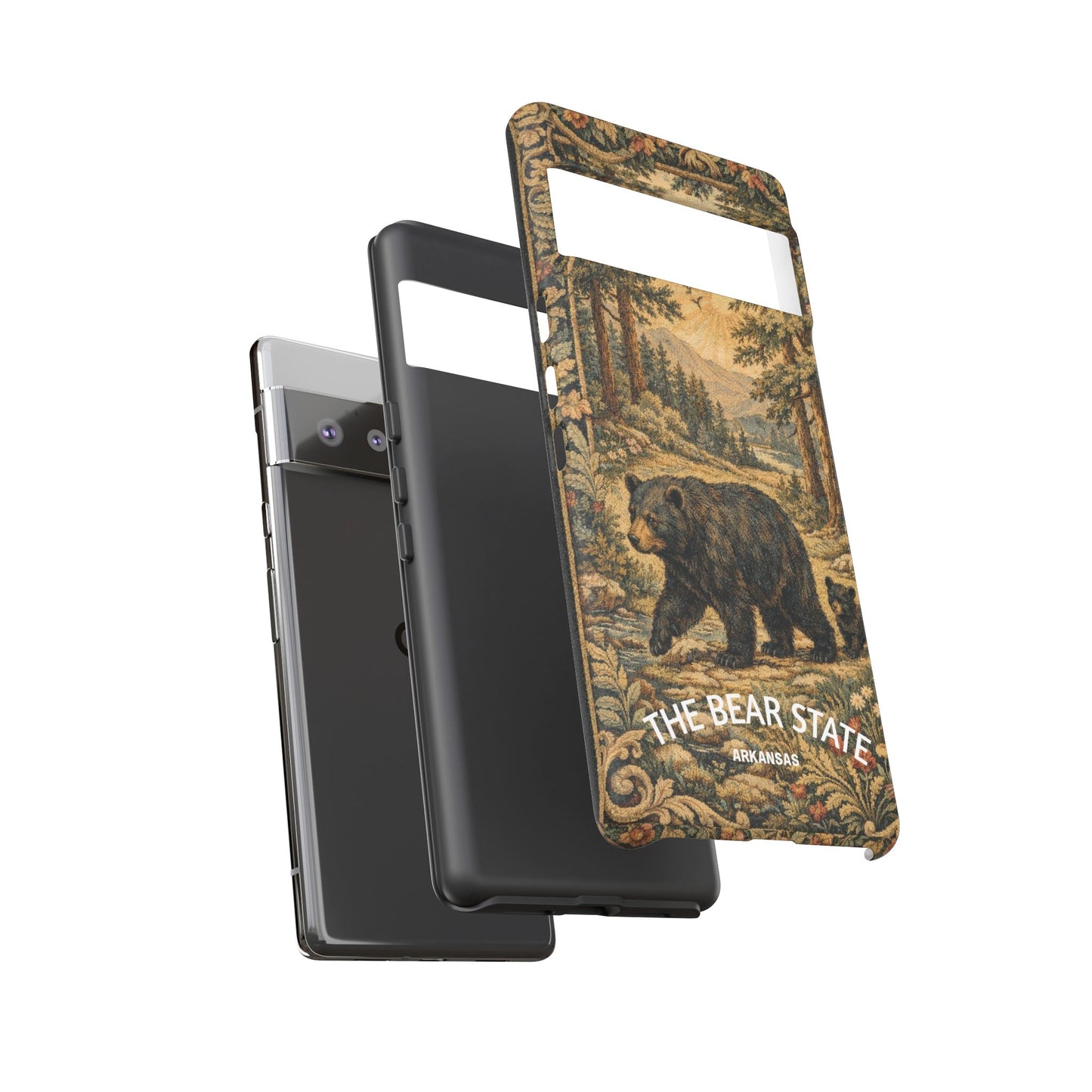 The Bear State Arkansas Vintage Forest Tough Phone Case for Google Pixel Phones