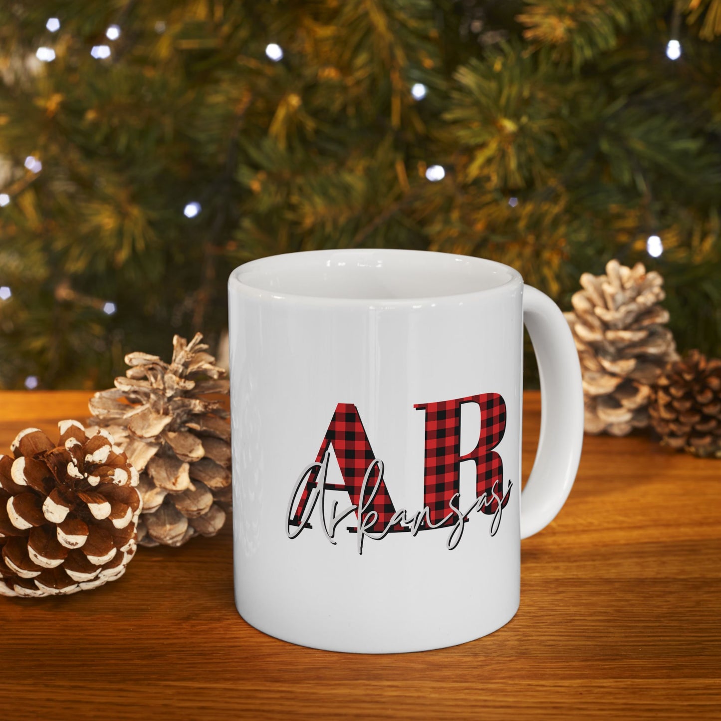 Buffalo Plaid Arkansas Christmas Mug