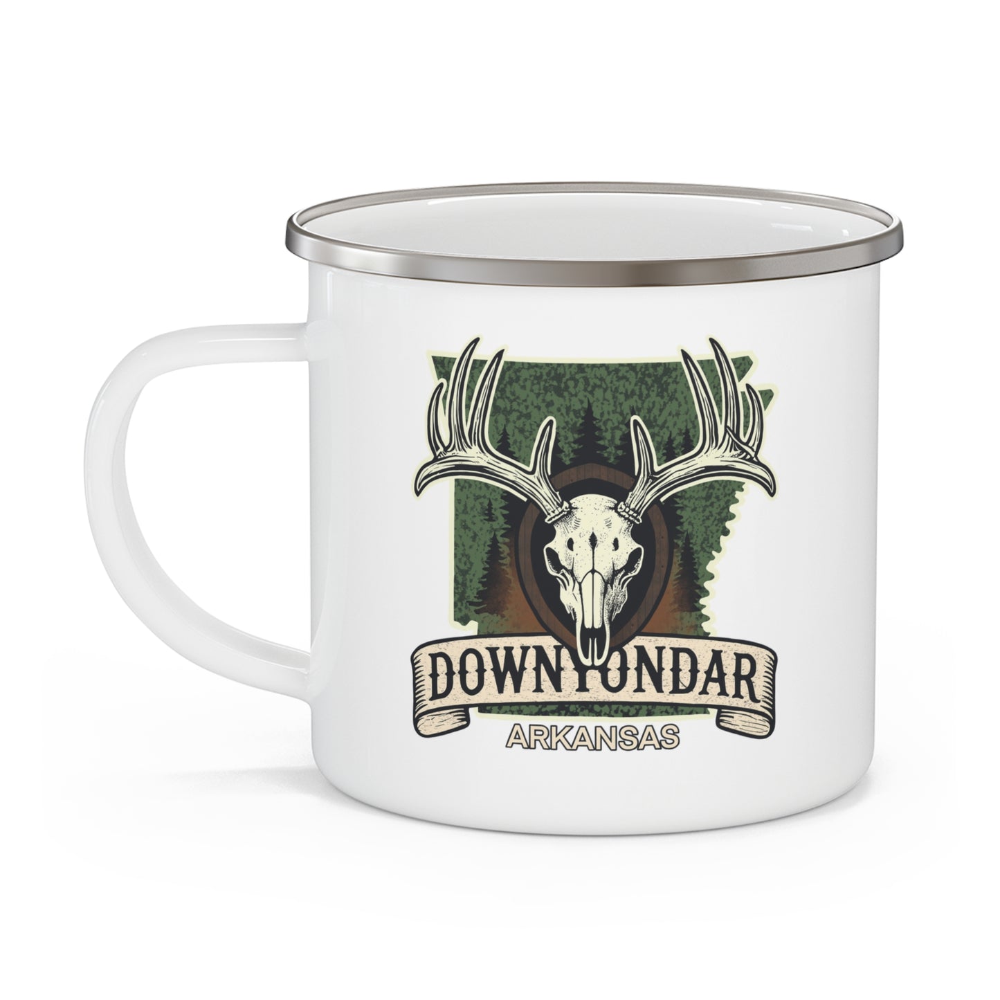 Deer Skull European Mount Arkansas Hunting Enamel Camping Mug