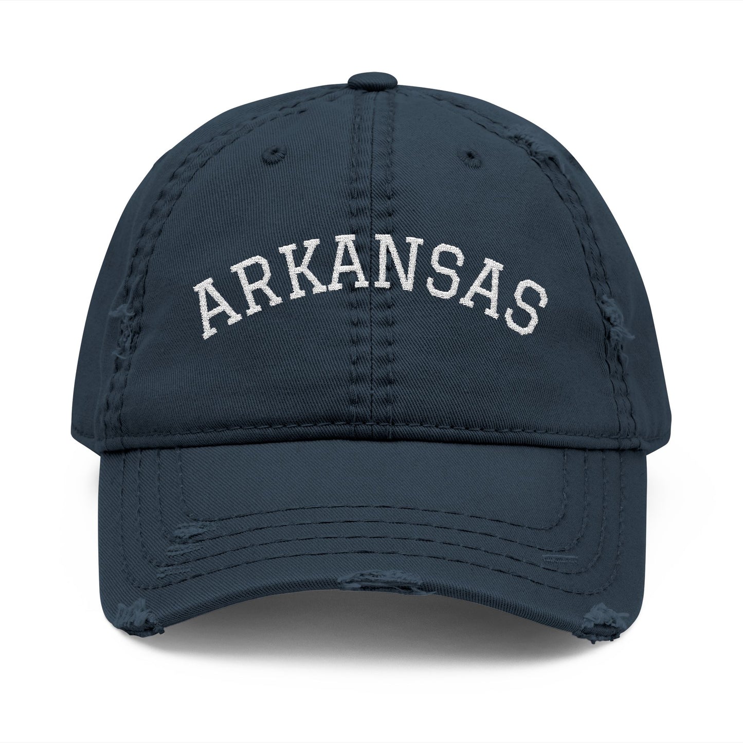Distressed Arkansas Embroidered Dad Hat — Vintage State Baseball Cap