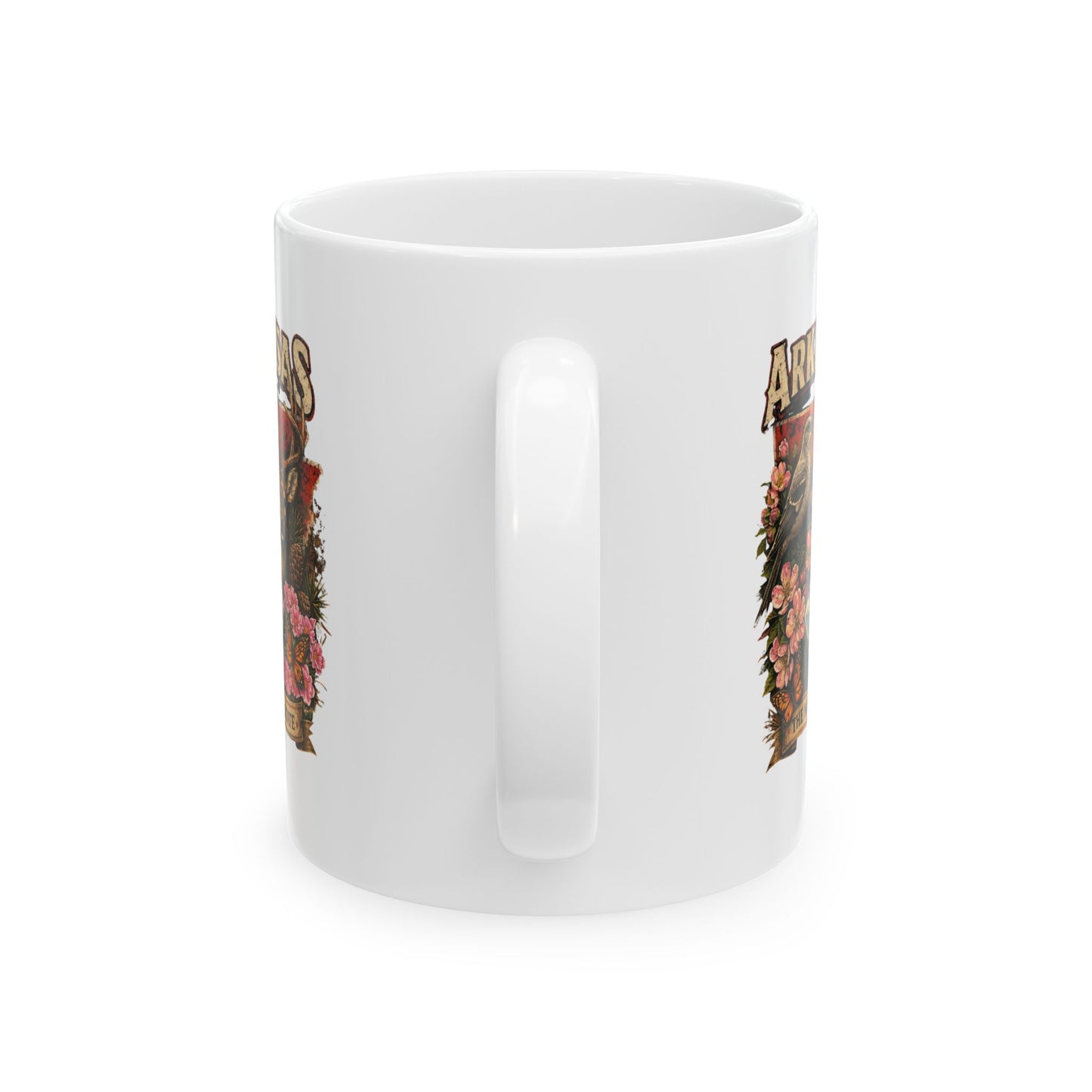 Arkansas Heritage Ceramic Mug — Whitetail Deer & Diamond State Design (11oz)