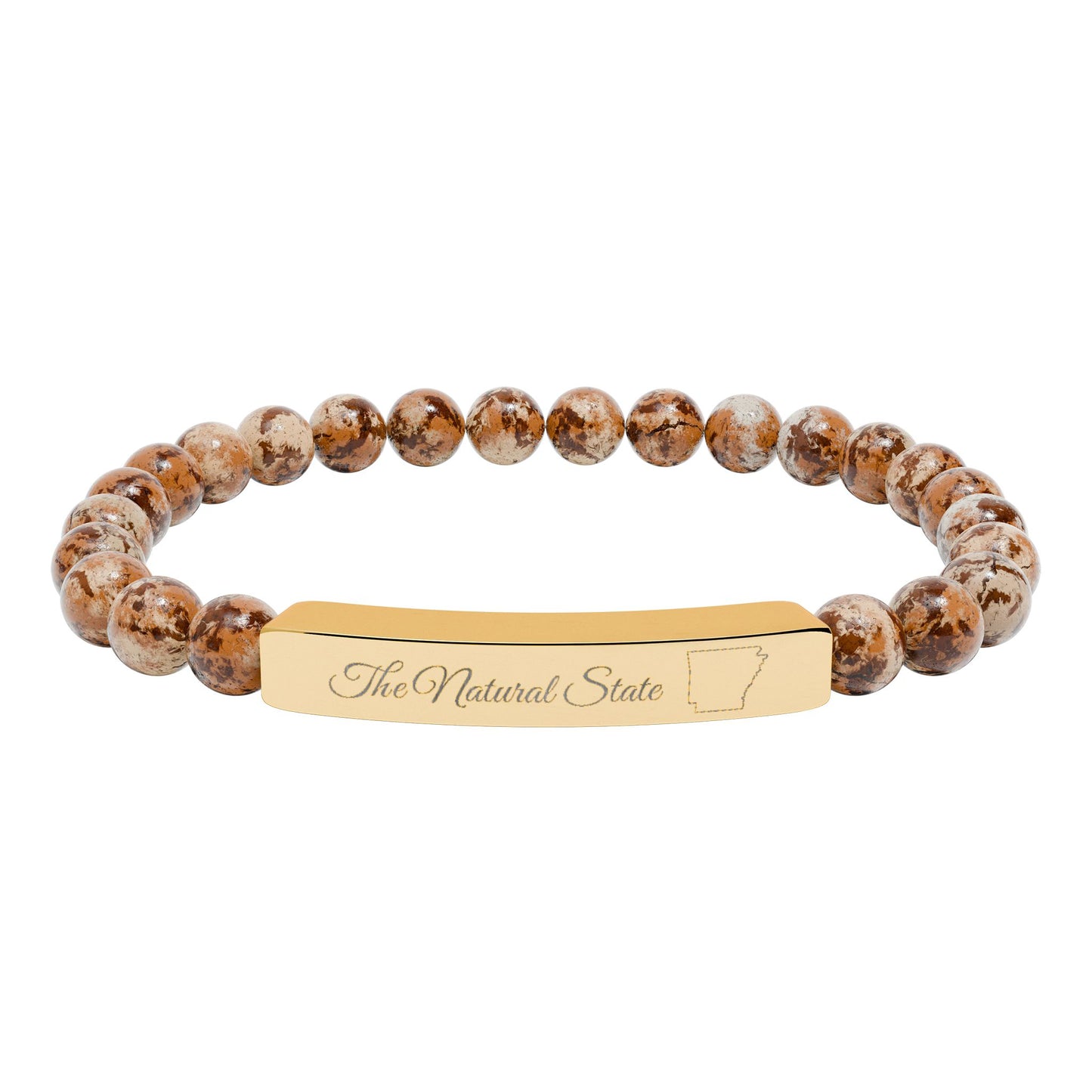 Engraved Natural Stone Bead Bar Bracelet