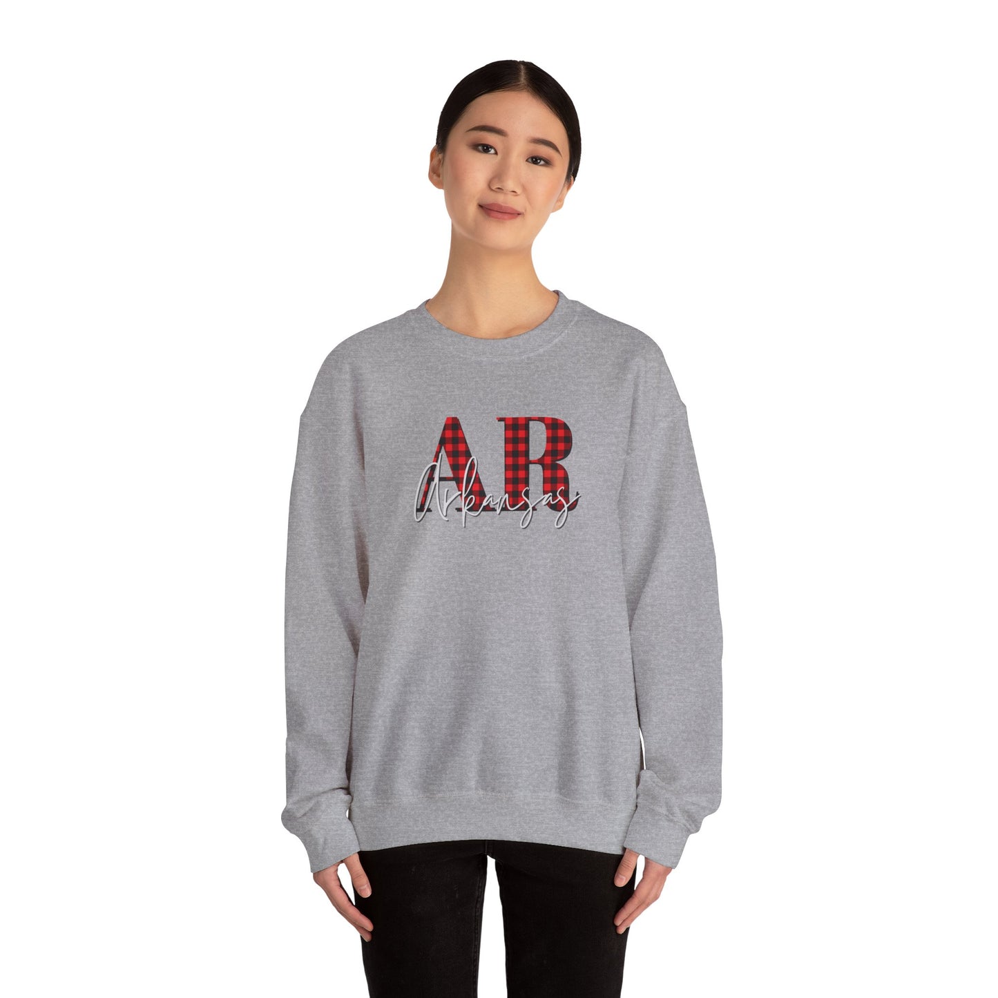 Buffalo Plaid AR Arkansas Crewneck Sweatshirt