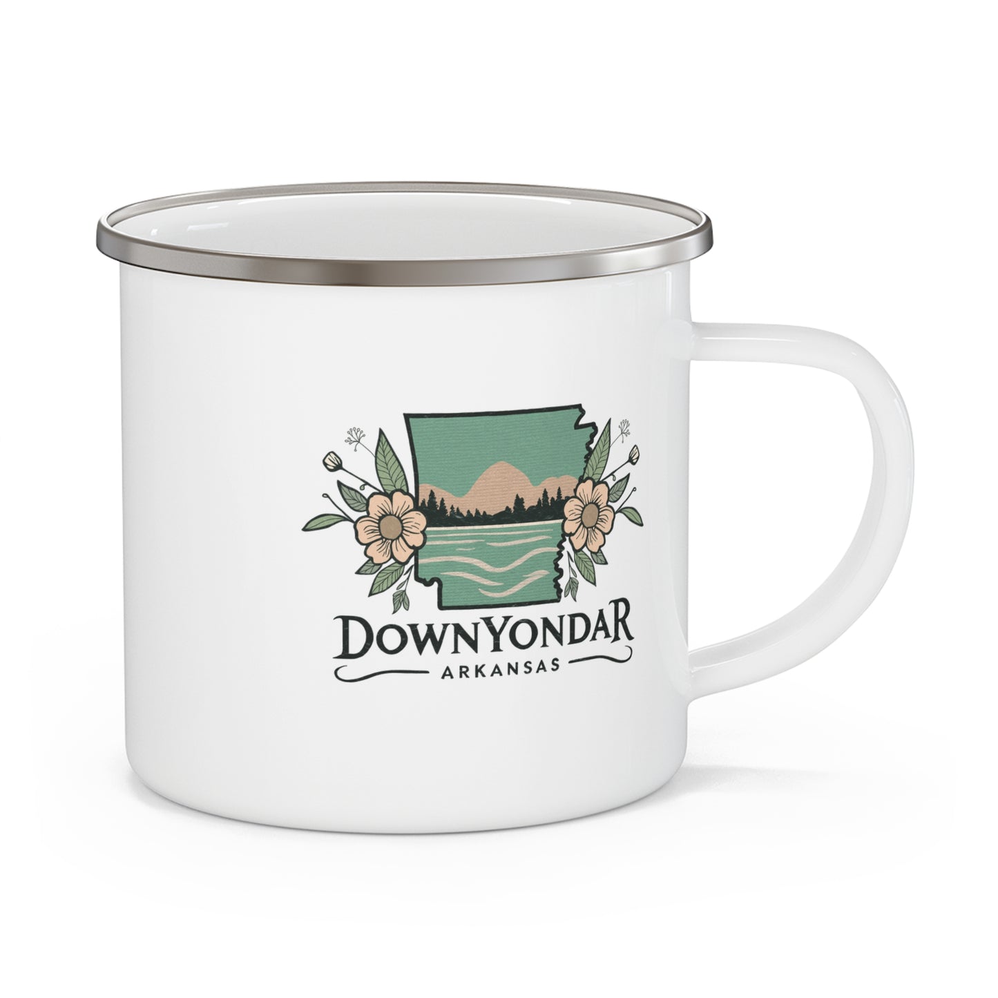 DownYondAR Arkansas Natural State Floral Enamel Camping Mug